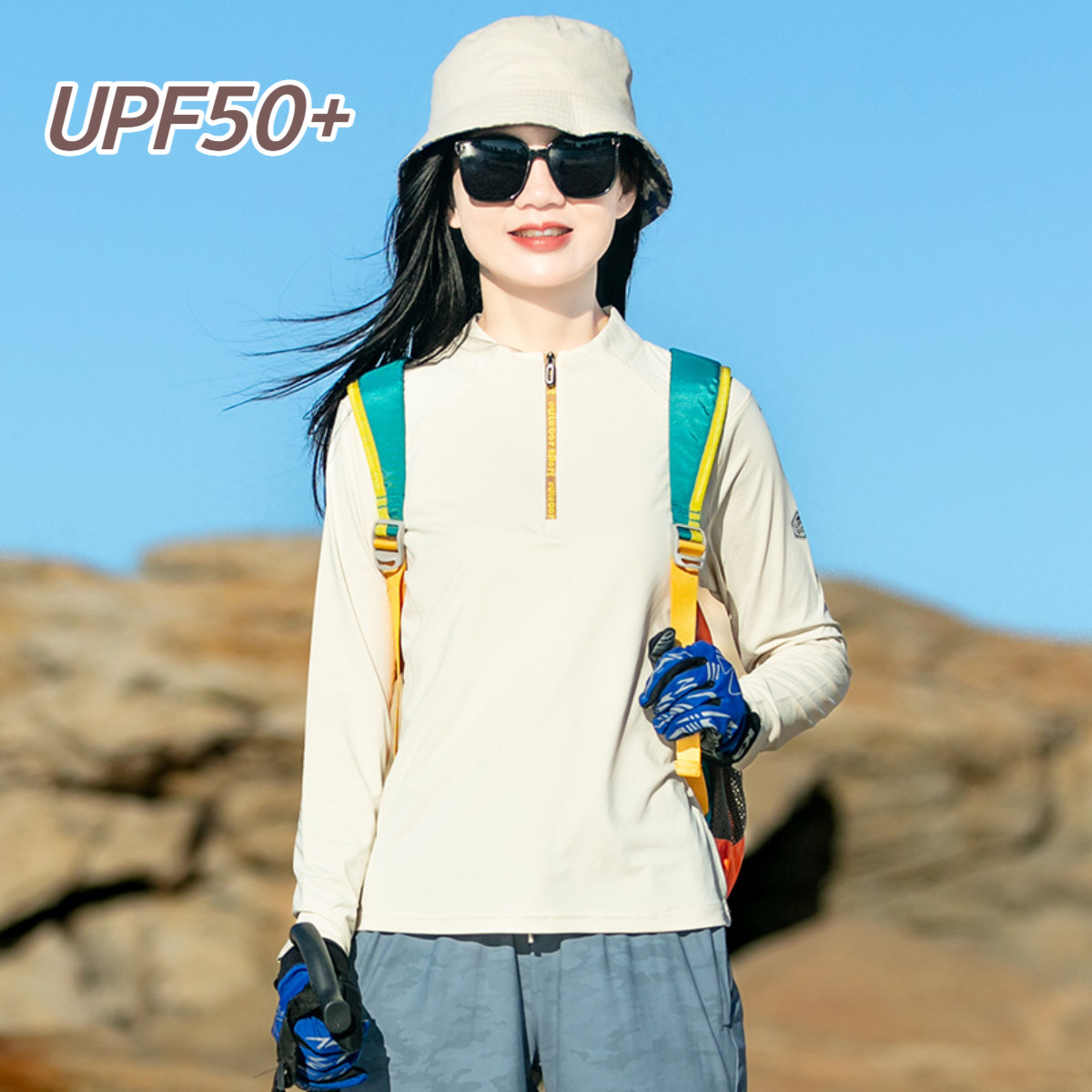 レディース アイスシルク 日焼け止め速乾Tシャツ、長袖、薄手、春夏アウトドアスポーツ ハイキング トレッキング ランニング 速乾トップス
