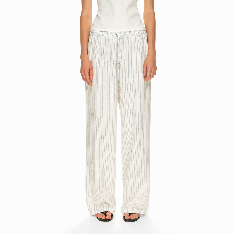 Fdr Official Store Striped Linen Pants Loose Casual Pants Sports Drawstring Tie White Pants Women's Summer Thin Style