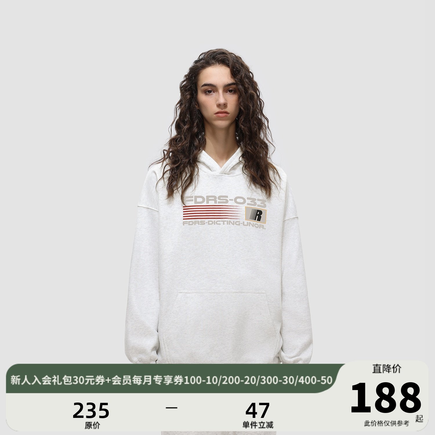 FDR National Tide R Character Pattern Printed Tandem Hat Sweatshirt Male And Female Fall American Heavy Pound Couple Long Sleeve Blouse Hooded-Taobao