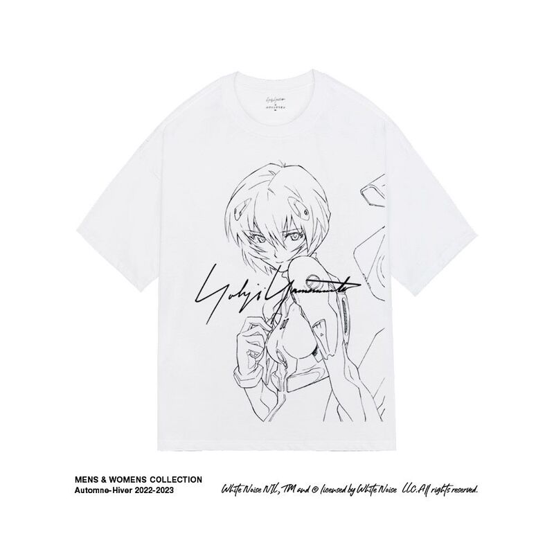 Anime Summer Eva Ayanami Rei's Smile Collaboration Yohji Yamamoto Style Trendy Brand Print Unisex Loose Short Sleeve T-Shirt