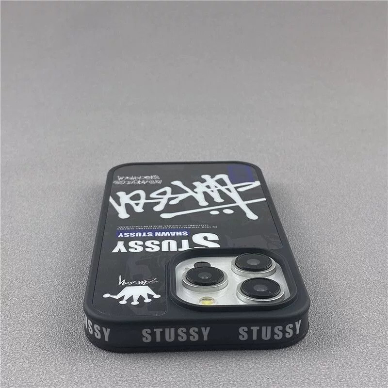Trendy Brand Stussy Phone Case for Apple 14 Pro Max, Couple Style, Full Edge Protection, Hard Case for Men and Women, Compatible with 15, 16, 14