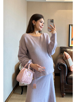 PEIPEI Peipei maternity wear autumn and winter sweet princess style two-piece suit dress top suit autumn clothing Korean