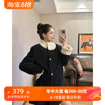 PEIPEI Pepe maternity wear Hepburn style French stand collar autumn and winter coat winter short pregnancy dress top