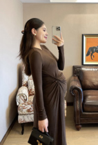 PEIPEI Pepe gestation Maternity dress Spring surrogacy post Loose Autumn Clothing Dress Sweaters Top-knitted sweatshirt New summer