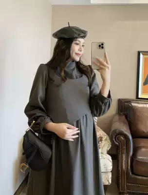 PEIPEI maternity 2021 new high-end large size dress women spring and autumn two-piece autumn pregnancy suit