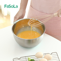 Hand-held non-slip egg bowl with handle scale splash-proof silicone bottom 304 stainless steel washing basin baking tool