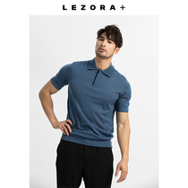 (Mid-year promotion)Ingenuity Town store high-end knitted lapel T-shirt 120 Merino wool polo shirt