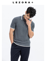 (Mid-year promotion) 16-pin pineapple grid Merino wool breathable non-stuffy thin lapel short-sleeved polo shirt