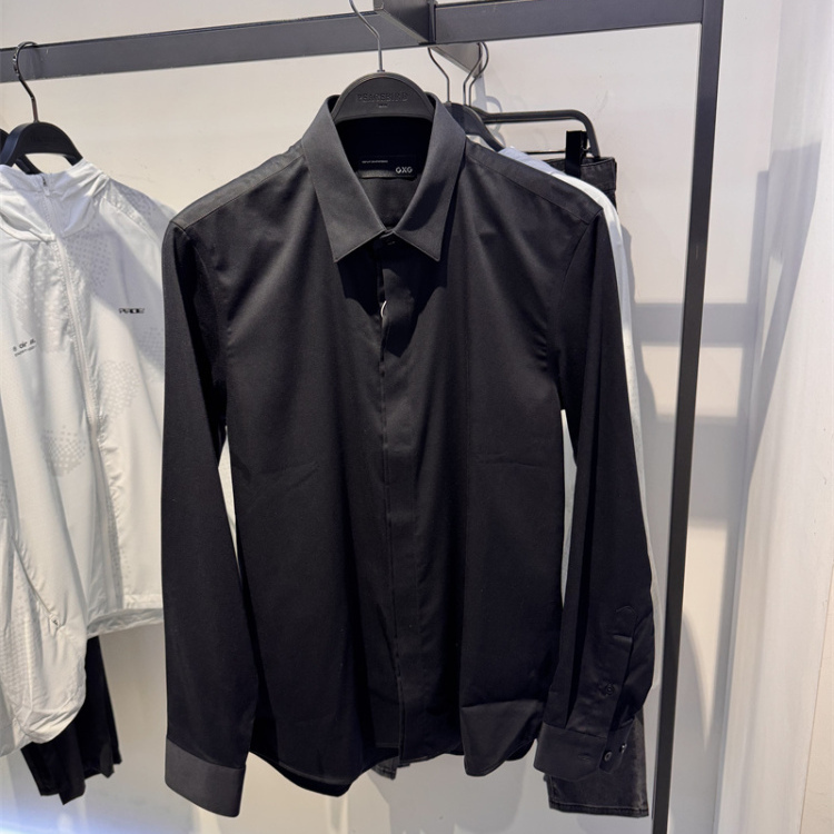 Gxg Men's Wear Black Wrinkle-Free Business Long-Sleeve Shirt Spring New Arrival 1030105/033008