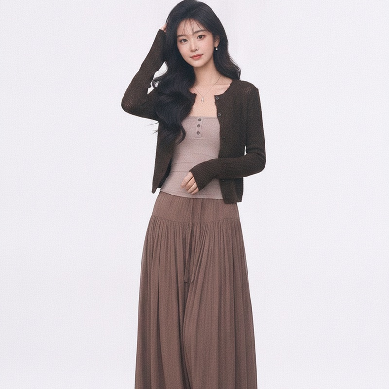 【8.3 New Product Westayhone Hollow-Out Long-Sleeve Knitted Cardigan Thin Jacket Women's Knitted Suspender Skirt Pants Set】 【8.3 New Product Westayhone Hollow-Out Long-Sleeve Knitted Cardigan Thin Jacket Women's Knitted Suspender Skirt Pants Set】