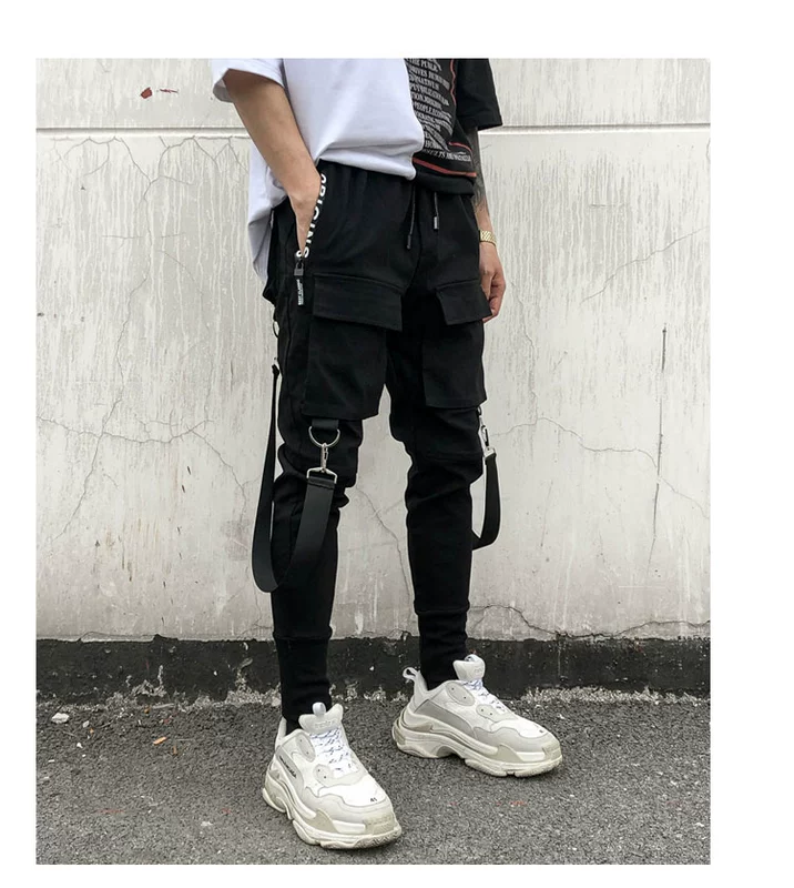 Quần yếm bf quần thủy triều thương hiệu phong cách Harajuku quần nam hip hop phiên bản Hàn Quốc của xu hướng quần hoang dã chân quần jogger kaki