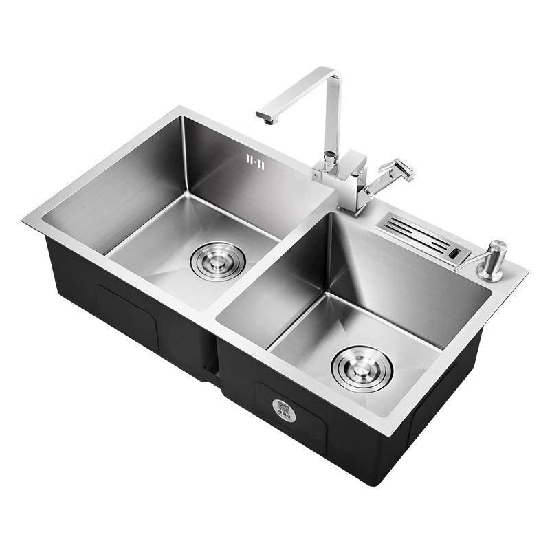 German thickened manual sink double groove 304 stainless steel sink
