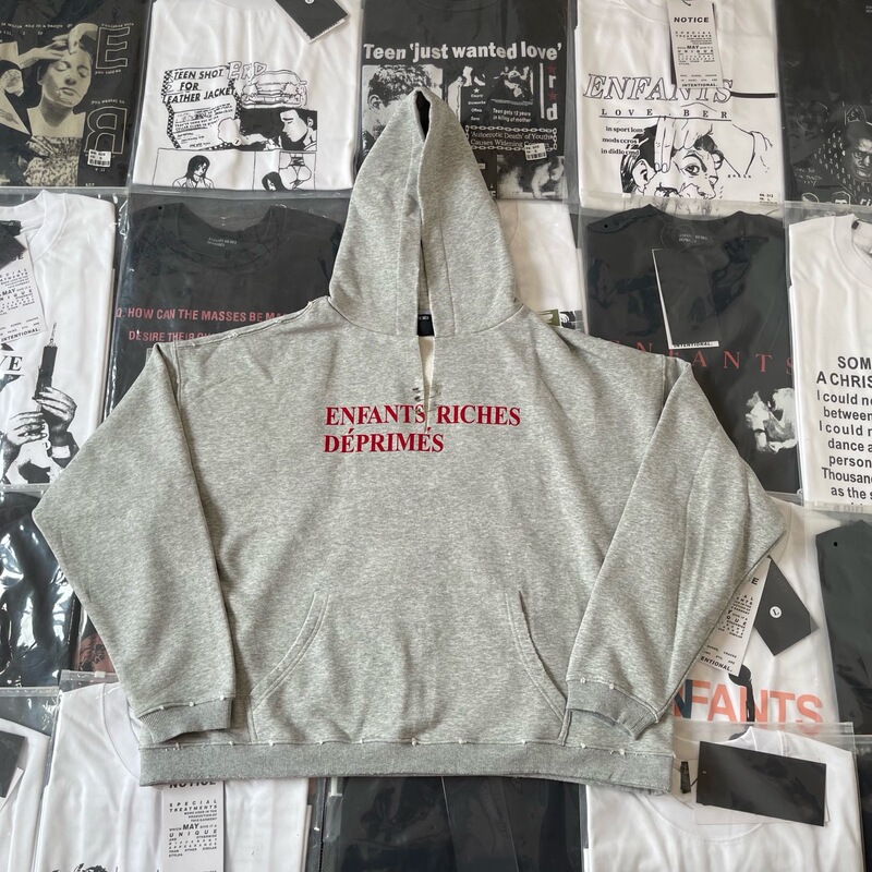 【Pure Original Top Version】Erd Melancholic Rich Second-Generation Basic Slogan Hoodie Loose Washed Distressed Hooded Sweatshirt