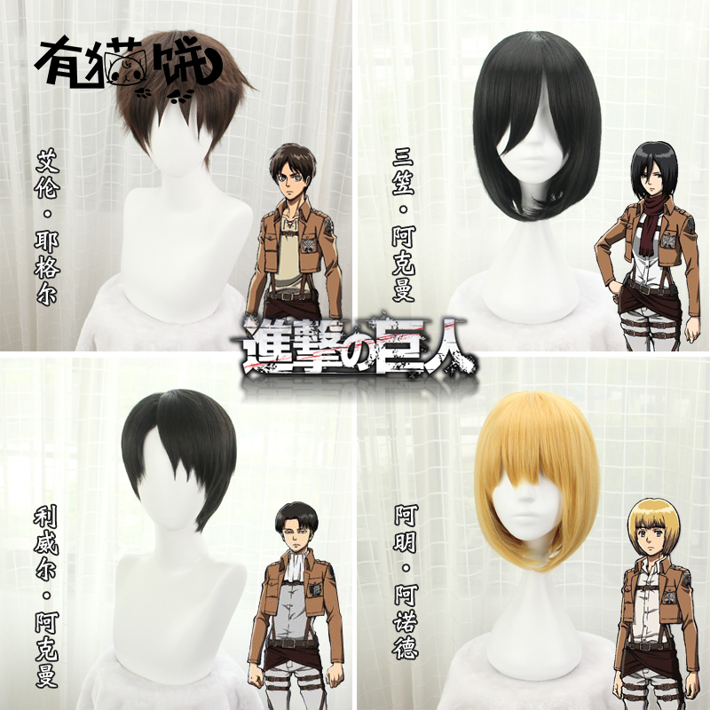 There Are Cat-Themed Wigs, Attack on Titan Eren Mikasa Levi Commander Armin Reiner Braun Anime Cosplay Wigs There Are Cat-Themed Wigs, Attack on Titan Eren Mikasa Levi Commander Armin Reiner Braun Anime Cosplay Wigs