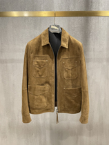 LA CALIFFA Sexy President Tobacco TF velvet suede lambskin denim jacket
