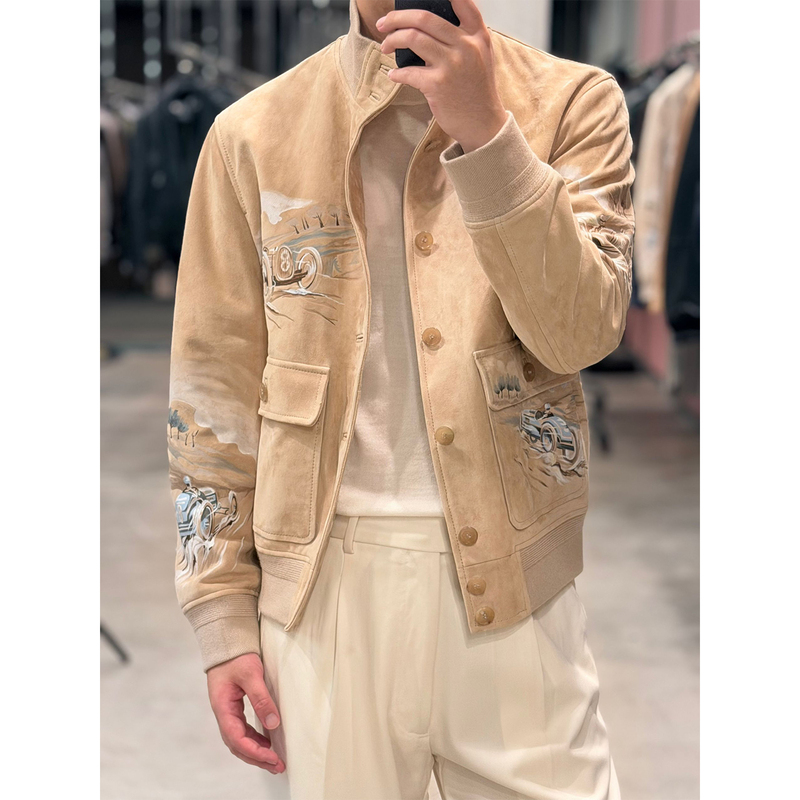 Original Leather "Air Force One Purple Label Hand-Painted Special Edition Lambskin A1 Flight Jacket Original Leather "Air Force One Purple Label Hand-Painted Special Edition Lambskin A1 Flight Jacket