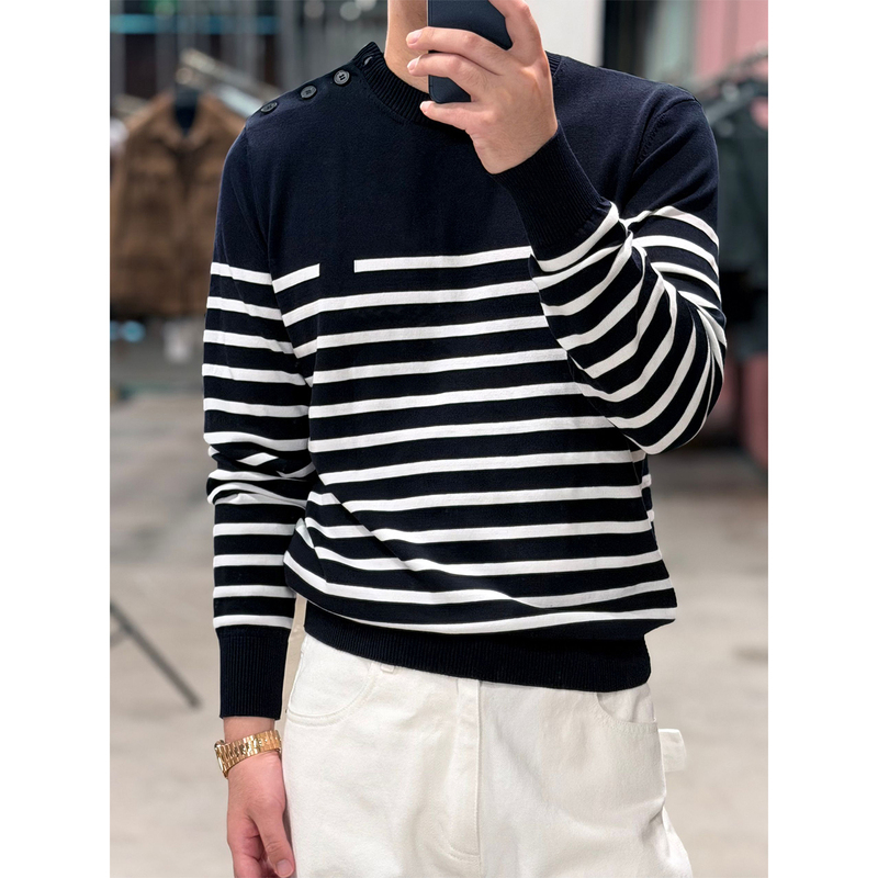 La Califfa “Riviera Resort College Style” New Long-Staple Cotton Men's Knit Pullover Sweater La Califfa “Riviera Resort College Style” New Long-Staple Cotton Men's Knit Pullover Sweater