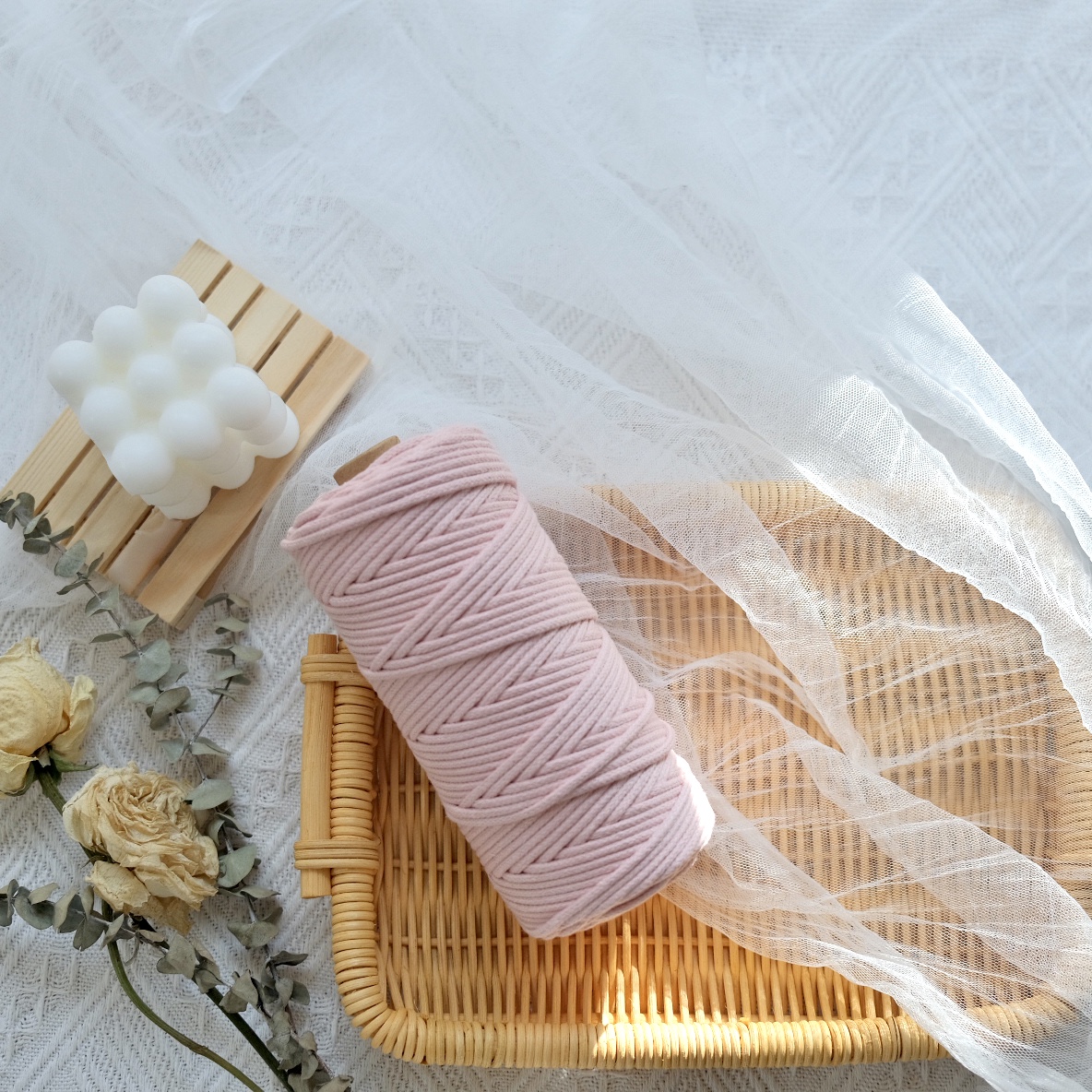 Haici hand-made 3mm color pure cotton core thread hand-woven tapestry material decorative rope medium and thick cotton thread