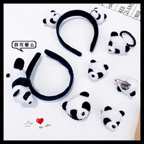 Parent-child panda male hair adorned with childrens head adorned groped groveling bear hairpin hairpin haircut male and female child head stirrup and brooch brooch