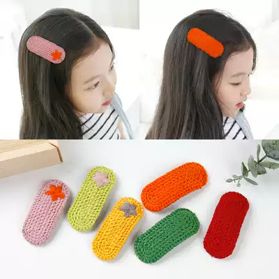 Children hairclip baby cute wool knitting BB clip Korean hair accessories little girl bangs clip back head hairclip