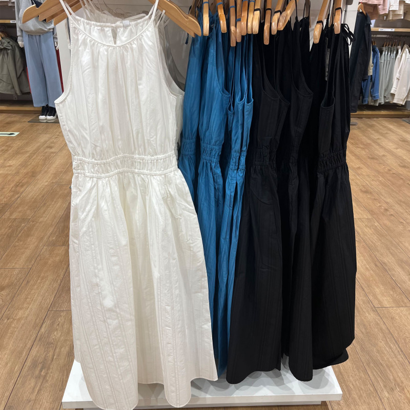 Japanese-Style Women's Halter Neck Sleeveless Dress Beach Vacation Dress 25 Spring/Summer New Style Waist-Cinching Long Dress 477316