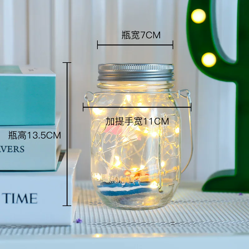 LED портативная флуоресценция, солнечный свет, стеклянная бутылка Mason в виде пожеланий, романтичный цветной ночник, ночник водонепроницаемый