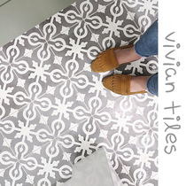 Retro handmade light gray tiles Nordic 200x200 small flower tiles balcony bathroom kitchen wall tiles floor tiles