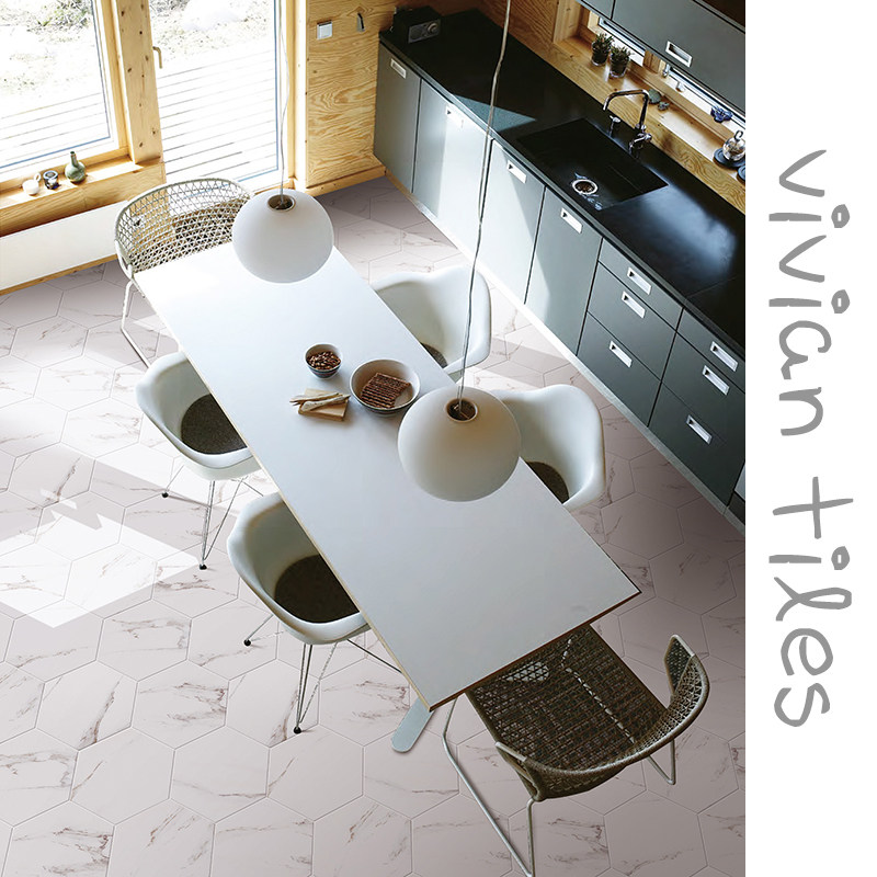 Jazz White Hexagon Brick Nordic Style Hexagon Tiles Marble tile Kitchen Necropolis Brick Balcony Brick