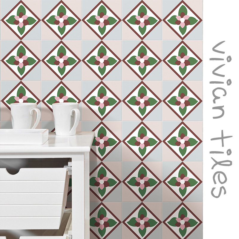 Nordic Retro Flower Brick-and-mortar Kitchen Tile Wall Brick Balcony Dining Room With Makeup Room Kitchen Flower Sheet Non-slip Floor Brick 200