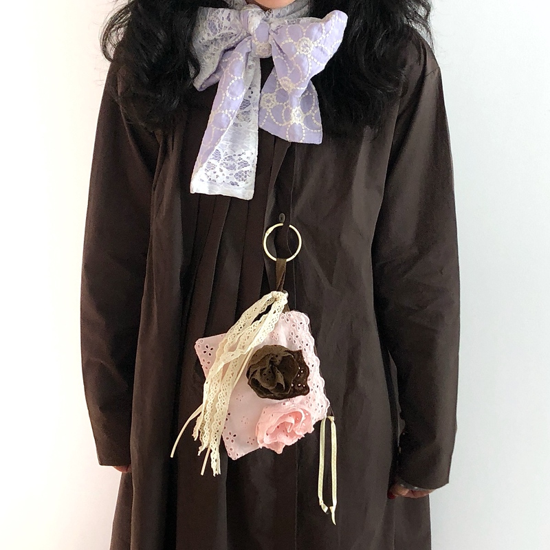 Freetrader "Spring Turns into Pink and Falls on the Brown Branches" Original Rose Flower Wallet Pendant