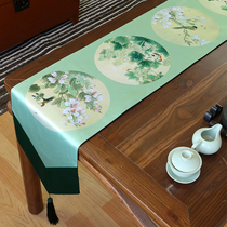 New Chinese style flower and bird dining table table flag Zen Chinese style Mahogany tea table tablecloth tea flag with spike hotel bed flag custom