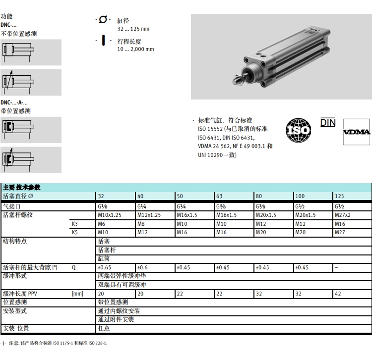 phụ kiện xi lanh khí nén Xi lanh Festool DNC32-40-50-63-80-100-125-160-180-320-400-PPV-A-KP xi lanh khí nén 2 chiều xi lanh khí nén thủy lực