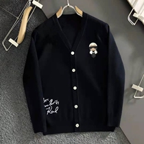 X TNF MDNS Chauded V collar wool knit cardiovert male letter 2022 new couple jacket 100 hitch coat