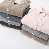 Autumn Winter Bull Stock All-cotton Grinders Flannel Flannel Cloth Pyjamas Suit Long Sleeve Mens Lady Jane about Home