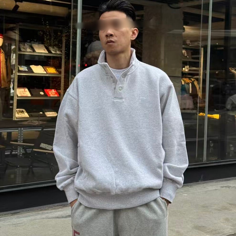 Cross-Border Quality】U+Nd Casual Sports Style Half-Zip Stand Collar Sweatshirt Unisex Five-Stripe Pullover