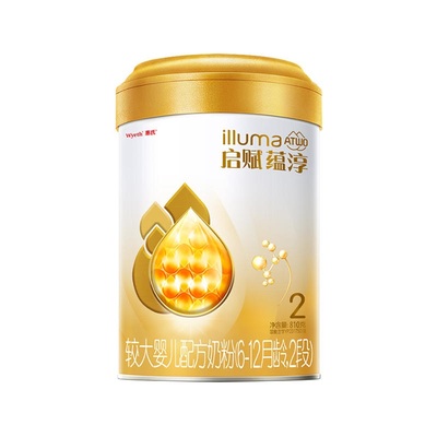 【官方正品】惠氏启赋蕴淳2段HMO进口A2奶源婴儿配方奶粉810g*6罐