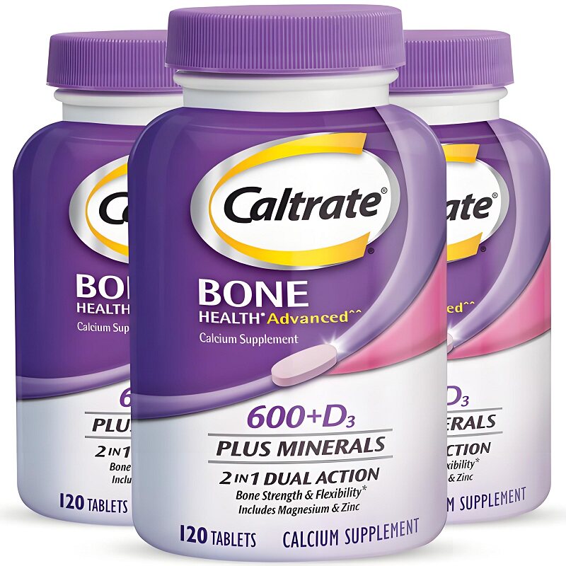 【囤货装】钙尔奇进口男女中老年补钙片维生素d3韧骨紫钙120粒*3