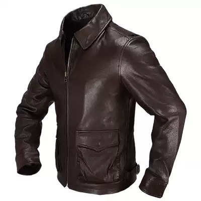 Haining leather men men's leather top layer goatskin A2 jacket lapel autumn and winter casual short fashion jacket