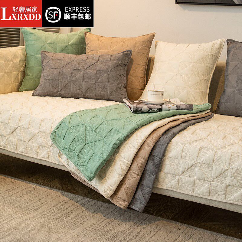 Sofa cushion Four seasons universal pure cotton cloth art Nordic minimalist anti-slip cushions Sub-spring modern sofa cover towels