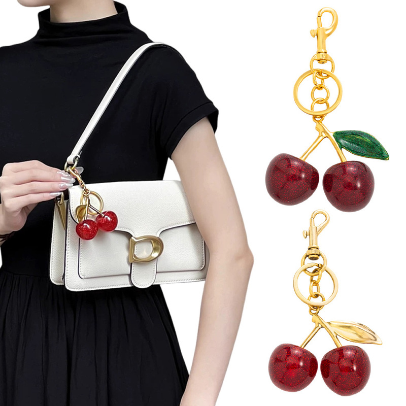 Simulated Cherry Fruit Keychain for Women, Exquisite Niche Bag Pendant, Fashionable Resin Bag Decoration with a High-End Feel, Wholesale Simulated Cherry Fruit Keychain for Women, Exquisite Niche Bag Pendant, Fashionable Resin Bag Decoration with a High-End Feel, Wholesale