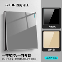 International electrician type 86 acrylic plexiglass mirror gray switch socket board with one open multiple controls and three controls in the middle