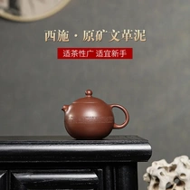 Xishi purple clay teapot Yixing famous handmade original ore Cultural Revolution clay carved teapot gift household tea set delivery