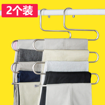 Bold stainless steel S-shaped trouser rack Multi-layer hanging trousers hanger S-type 5-layer scarf tie belt hanger 2 packs