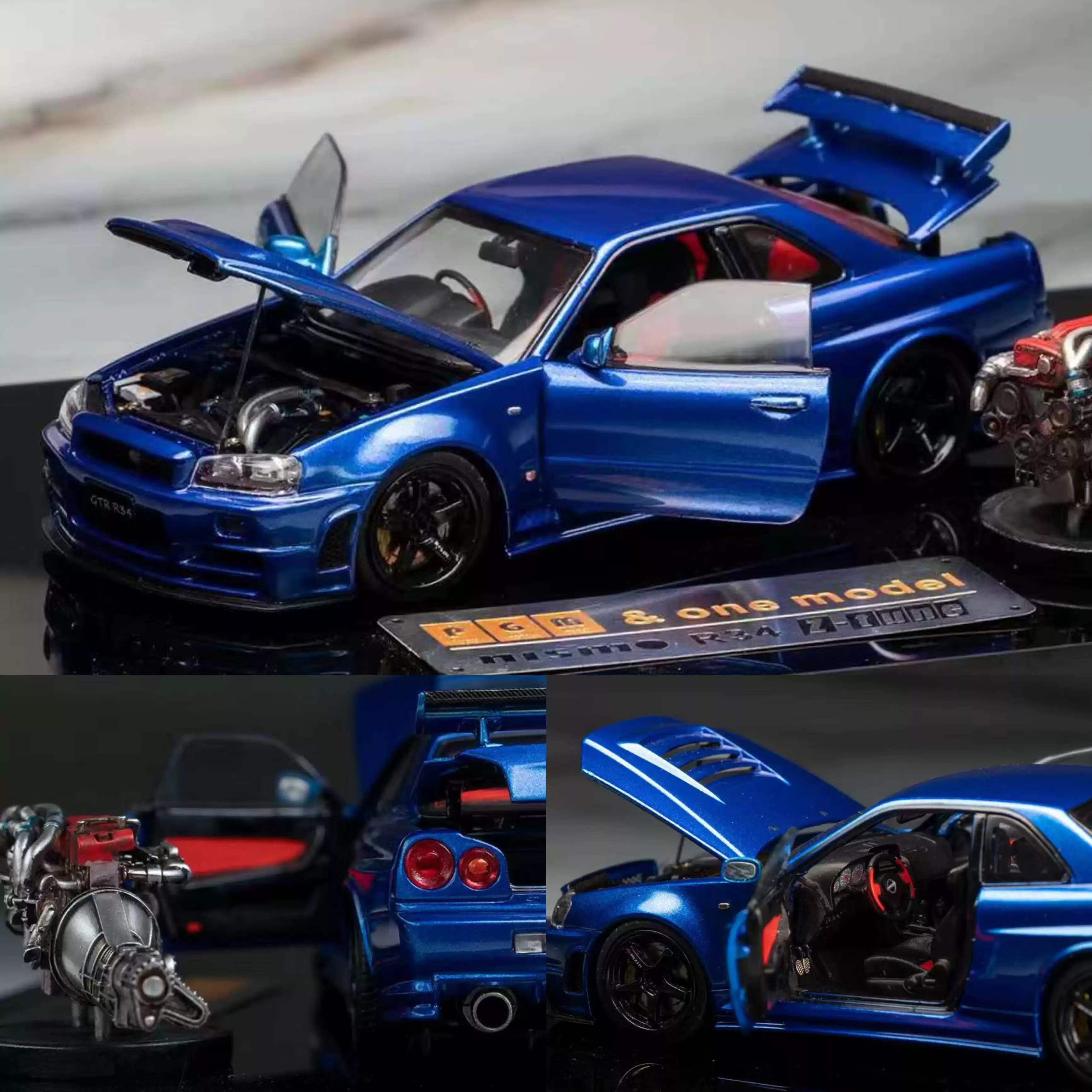 汽車模型 MOTORHELIX 1/64 NISSAN SKYLINE GT-R(R34)Z-TUNE 合金汽車模型均一價