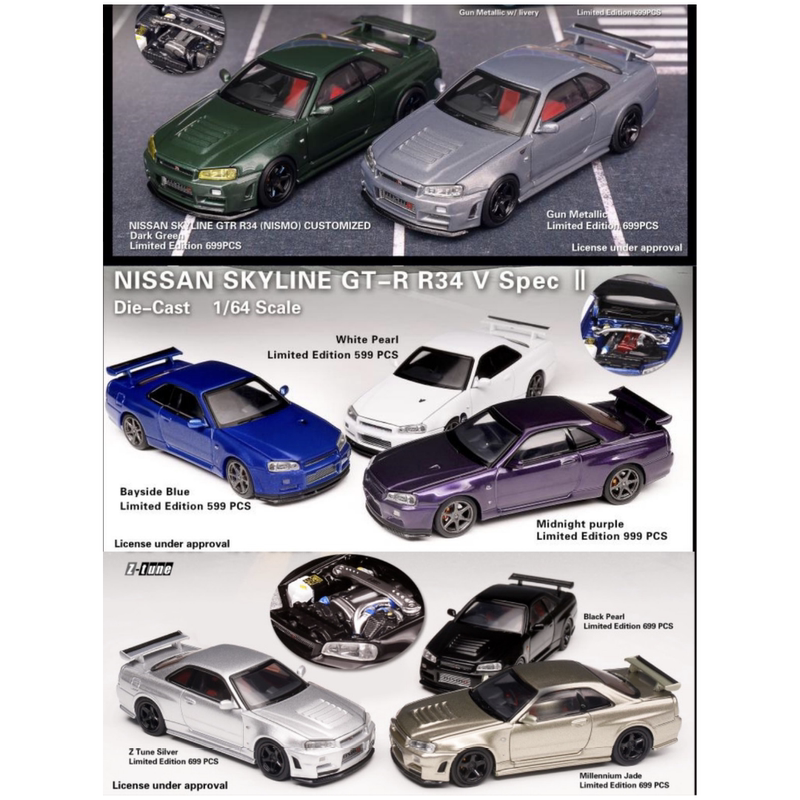 In-Stock Collection Motorhelix Mh Nissan Gtr R34 Nismo Alloy 1/64 Openable Model