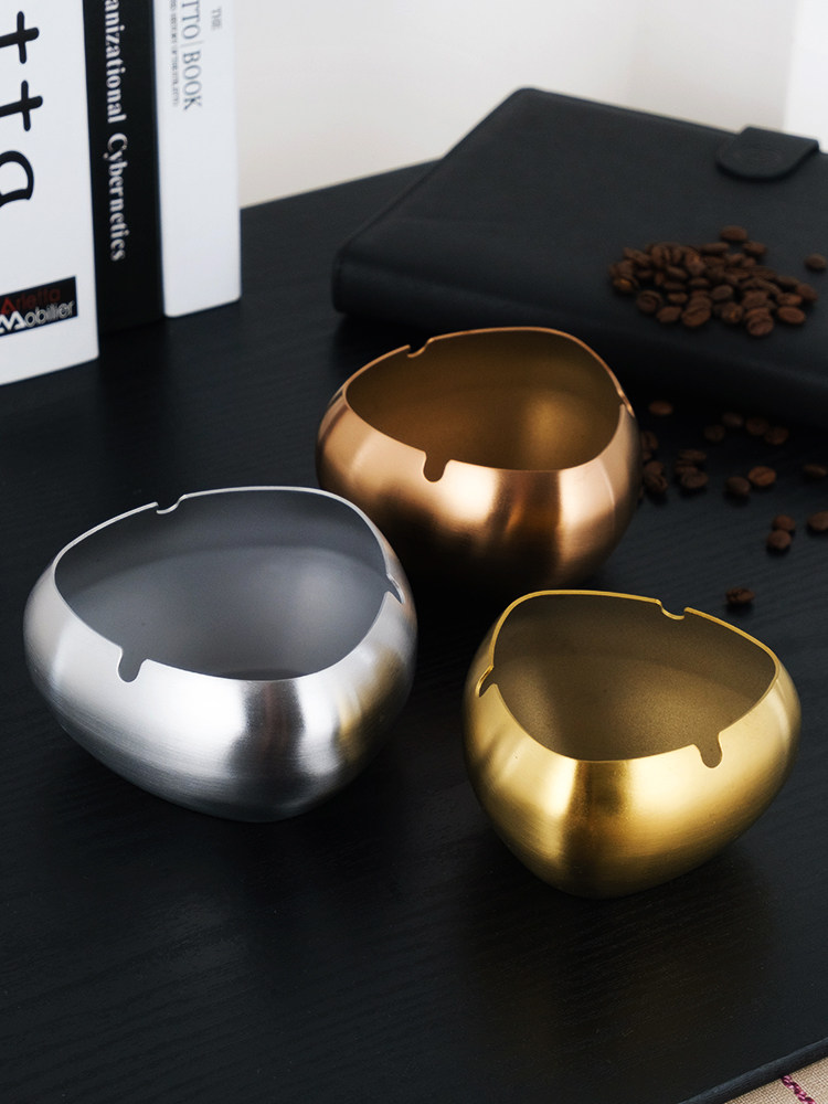Creative Personality Trend Stainless Steel Ashtray Home Big Living Room Office Atmosphere Brief Metal Anti-Fall