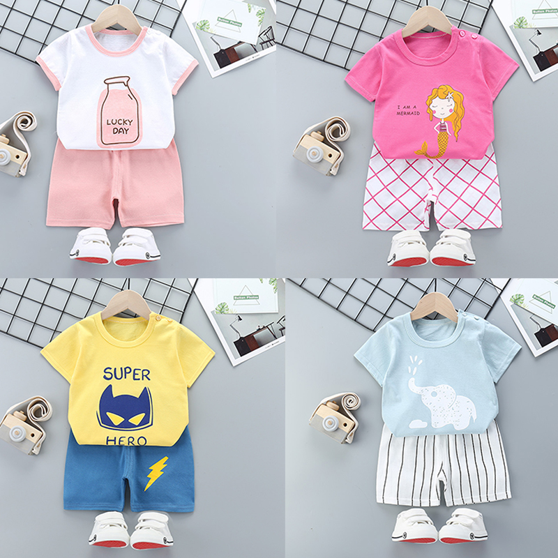 Summer Children's baby short sleeve suit 1 Boys 2 Sport 3 Summer pure cotton thin shorts T-shirt Two sets 4-year-old 5