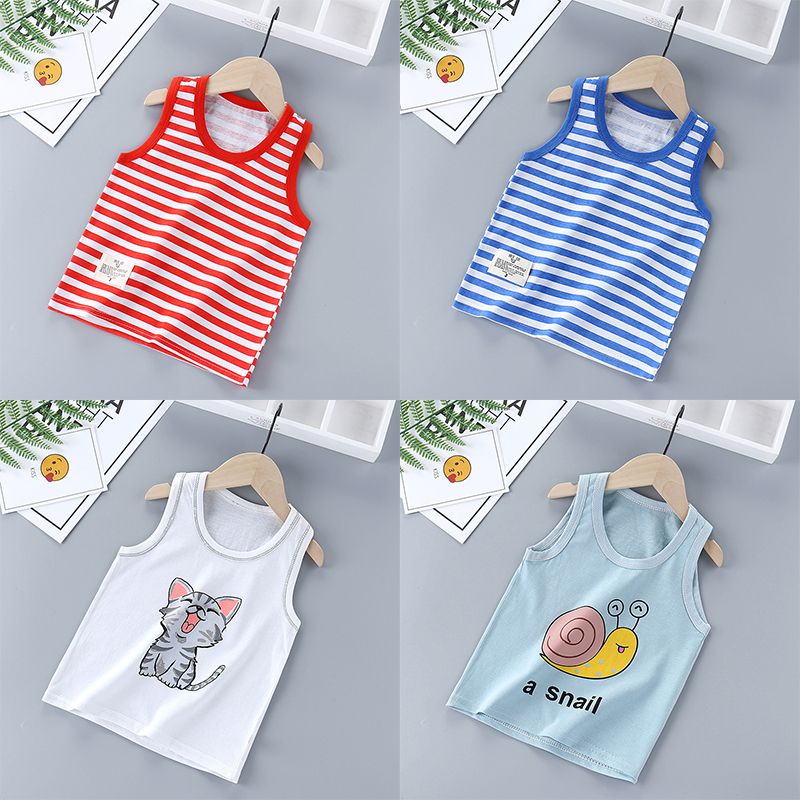 Baby Boy Vest Pure Cotton Summer Slim striped sleeveless jacket 1 Children's baby harness Summer clothes 3 years old