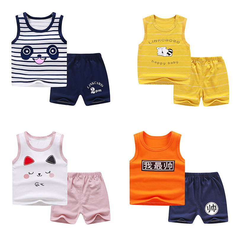 Children's baby vest set baby 1 child 2020 new summer cotton thin sleeveless shorts two pieces 3 years old