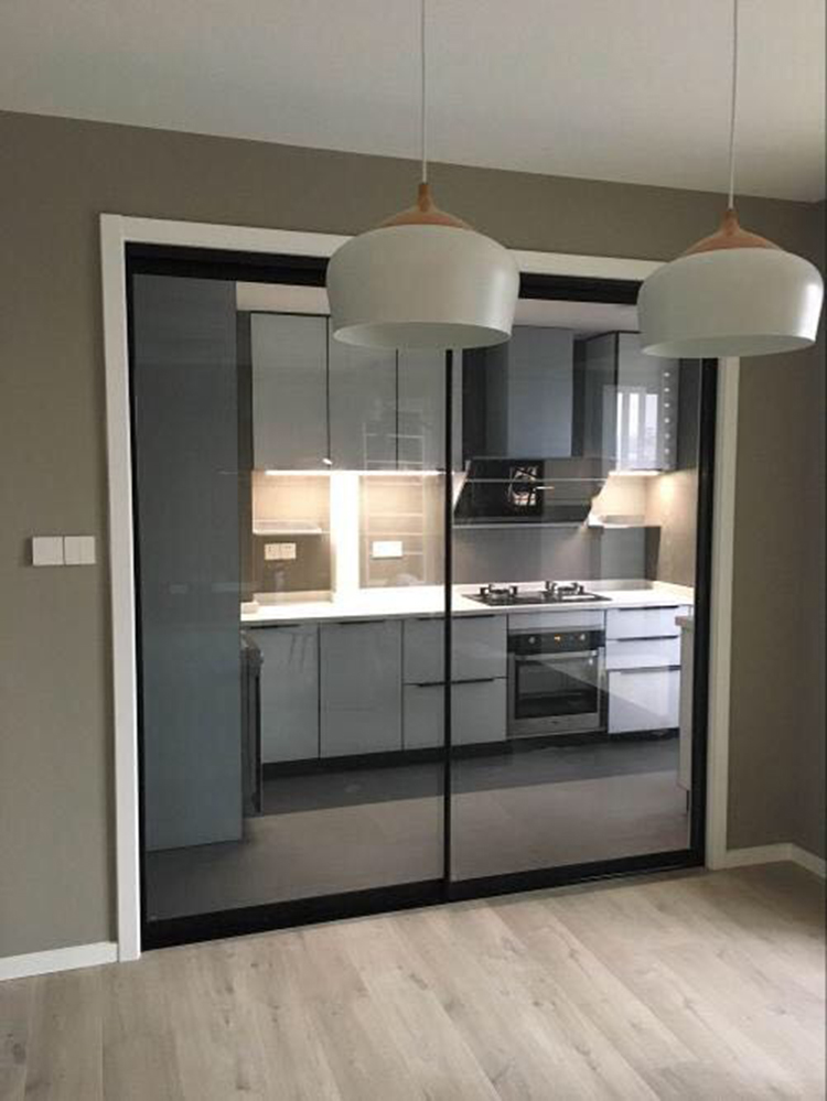 Custom painted black narrow border triple sliding door narrow fine ... Custom painted black narrow border triple sliding door narrow fine ...